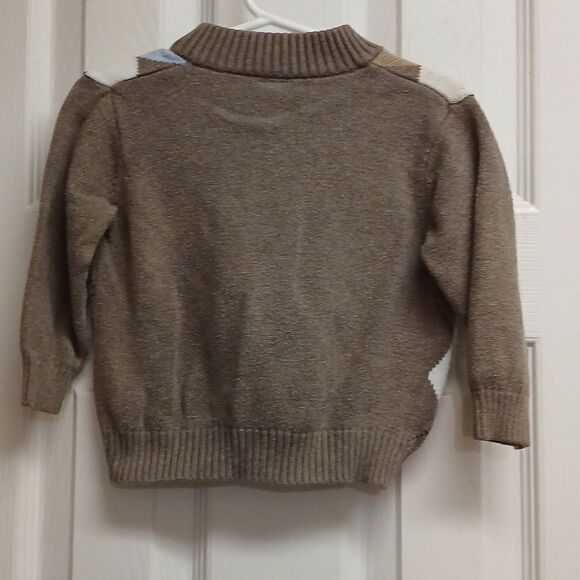 🩷GAP Baby's Size 18-24M Brown/Blue Zip Up Sweater - Picture 5 of 8